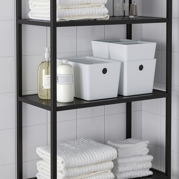 KUGGIS Storage Box with Lid White – 7x10 ¼x6 | Stackable Organizer for Papers, Magazines, Gadgets & Hobby Items | Fits BESTÅ Units | Durable Recycled Plastic