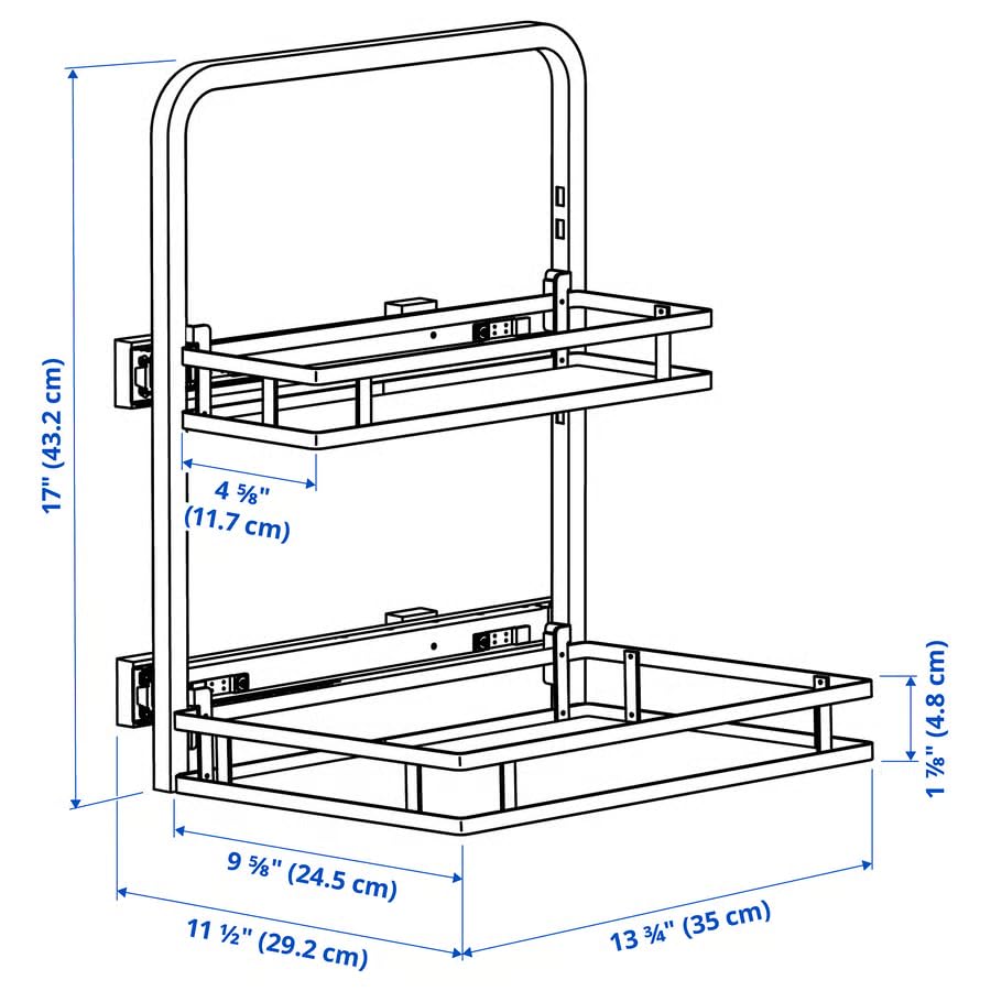 Under Sink Organizer Pull Out – 2 Tier Sliding Cabinet Storage Rack for Kitchen & Bathroom, Side Mounted Under Sink Shelf Organizer, 13 3/4x11 1/2x17"