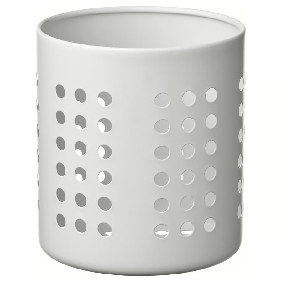 White Utensil Holder Kitchen Cutlery Organizer 5.38 Inch – Countertop Flatware Storage Rack for Spoons, Forks & Knives | Modern Kitchen Sink Organizer for Drying Wet Utensils & Storage