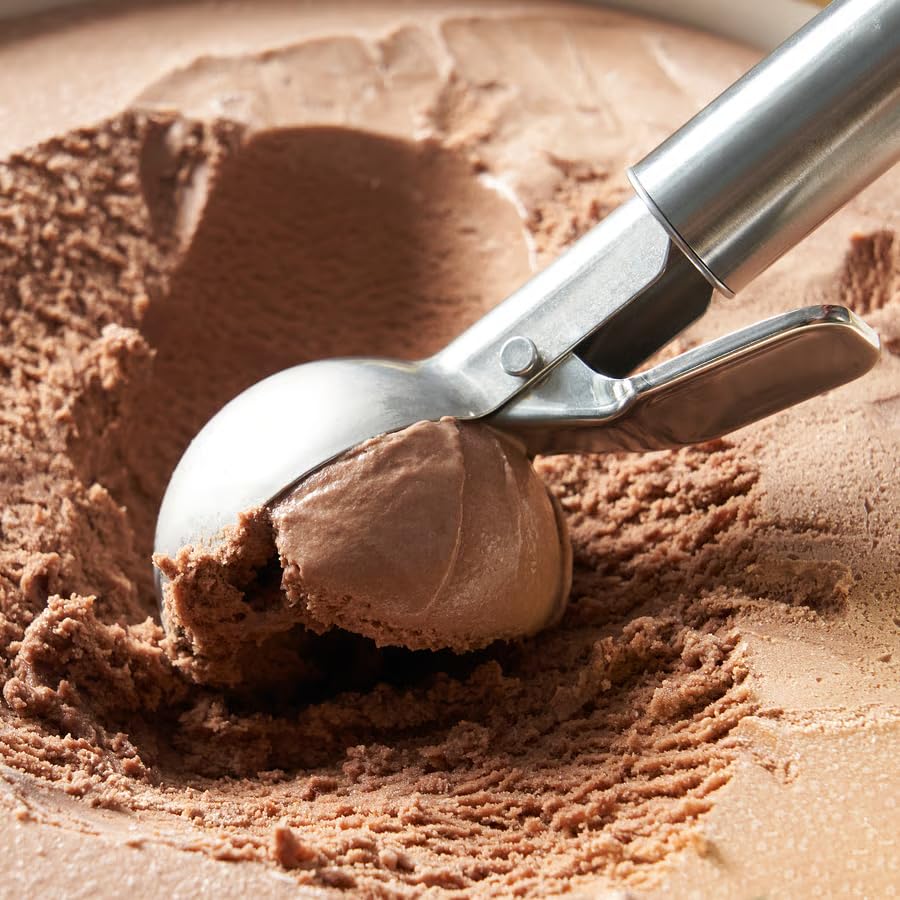 Stainless Steel Ice Cream Scoop – Heavy Duty Trigger Release Ice Cream Scoop for Gelato, Sorbet, Cookie Dough & Frozen Dessert