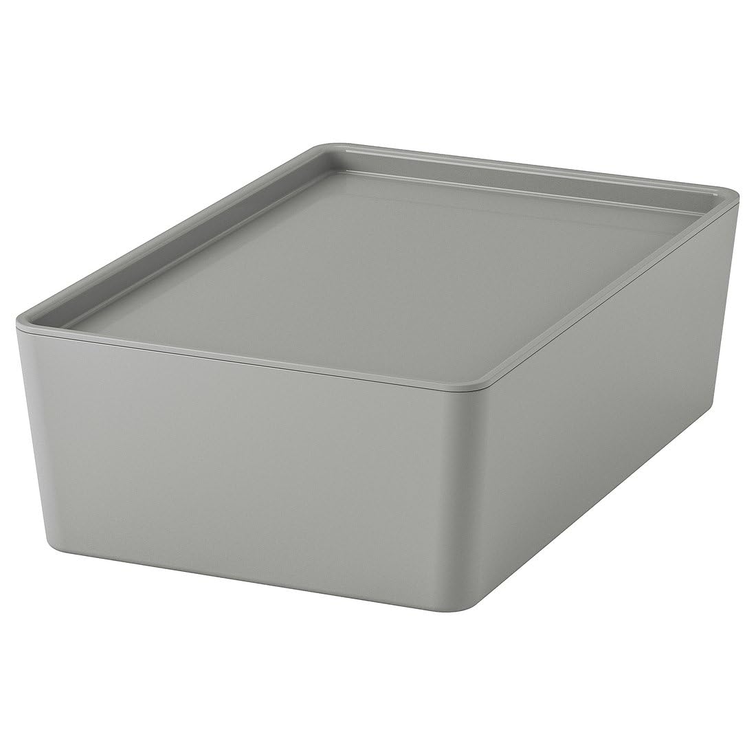 KUGGIS Storage Box with Lid – Light Gray Plastic Organizer 7x10 ¼x3 ¼ – Stackable Container for Home & Office