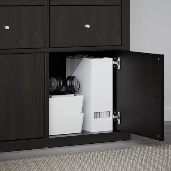 Insert with Door black-brown13x13 inches | Cube Storage Shelf Organizer Cabinet Door | Compatible with Kallax & Expedit Units