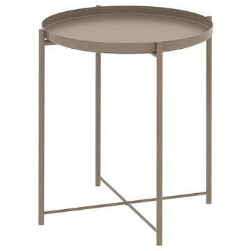 GLADOM Tray Table – Dark Gray-Beige Metal Side Table with Removable Tray, 17.5 x 20.6 Inch Round End Table for Living Room, Bedroom & Small Spaces