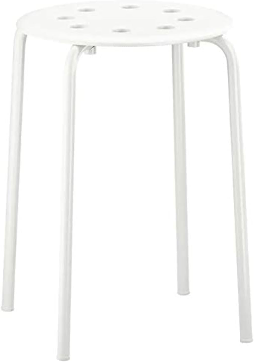 White Steel Stool with Epoxy Powder Coating, Stackable Metal Seat Stool, Compact Space-Saving Design, 220 lb Weight Capacity