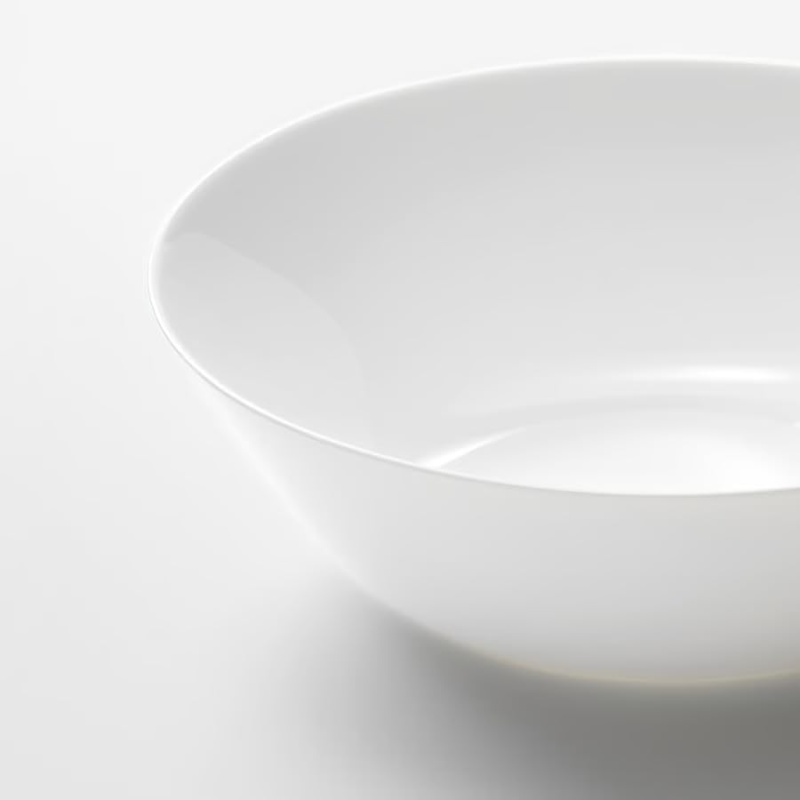 9 Inch White Serving Bowl – Tempered Glass Elegant Dinner Bowl | Modern Salad Bowl for Kitchen, Dining, Party & Buffet | Durable Shatter-Resistant Stylish Tableware Serving Dish