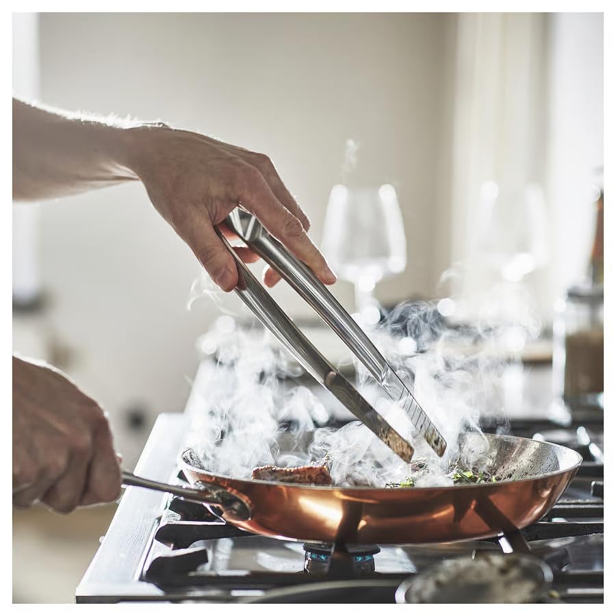 Stainless Steel Cooking Tongs 13 Inch, Kitchen Food Tweezers with Grooved Grip, Heavy Duty BBQ Grill Tongs, Serving Tongs for Salad, Meat, Baking & Home Kitchen Use