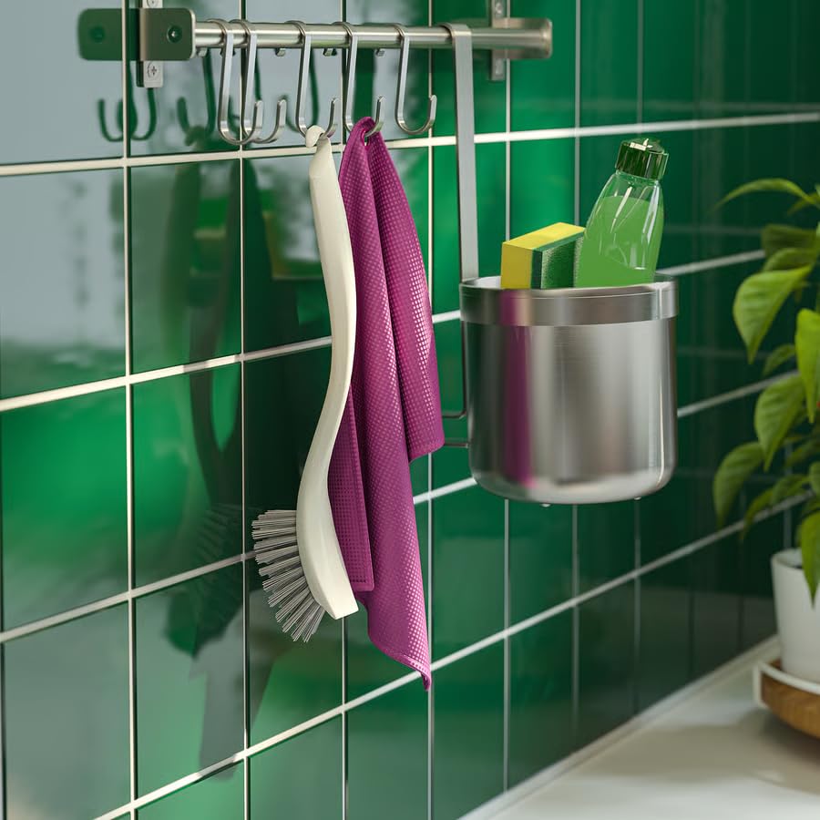 Dish Brush with Scraper Edge – Kitchen Cleaning Brush for Dishes, Pots, Pans & Sink Scrubbing, Non Scratch Cleaning Brush