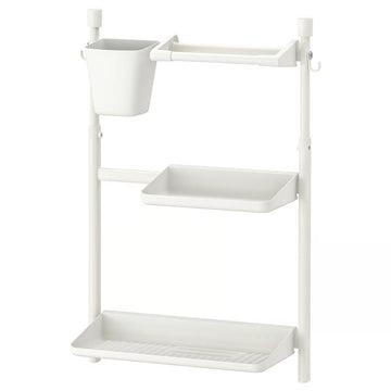 Kitchen Organizer Set – No Drill Wall Mounted Storage Rack with Dish Drainer, Shelf, Kitchen Roll Holder & Container, Space Saving Kitchen Organization System for Countertop & Cabinet Use