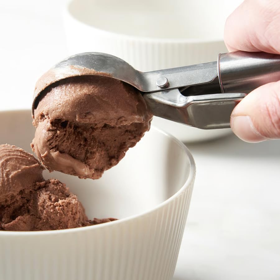 Stainless Steel Ice Cream Scoop – Heavy Duty Trigger Release Ice Cream Scoop for Gelato, Sorbet, Cookie Dough & Frozen Dessert