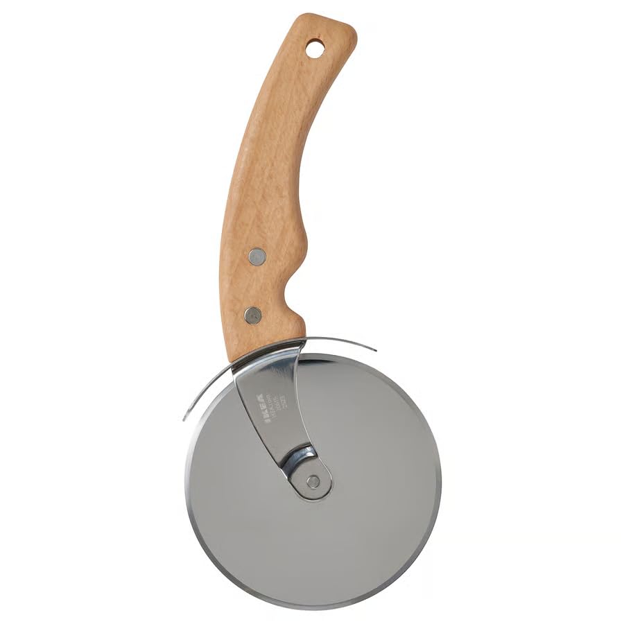 Pizza Cutter Wheel – Stainless Steel Pizza Slicer with Beech Wood Handle, Sharp Rolling Pizza Knife for Homemade Pizza, Pastry & Flatbread Cutting, Heavy Duty Kitchen Cutter 8.75 Inch