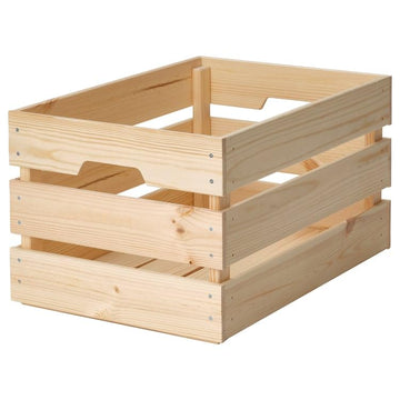 Pine Wood Storage Box – Sturdy Wooden Crate 18x12¼x9¾ for Toys, Clothes, Home Organization, Shelving