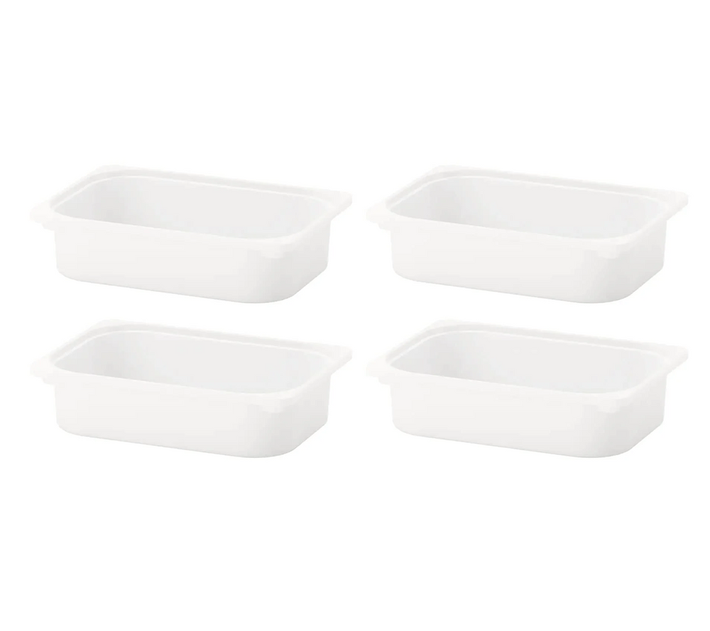I-K-E-A 4x TROFAST Storage Box,White Container 16 ½x11 ¾x4 ''