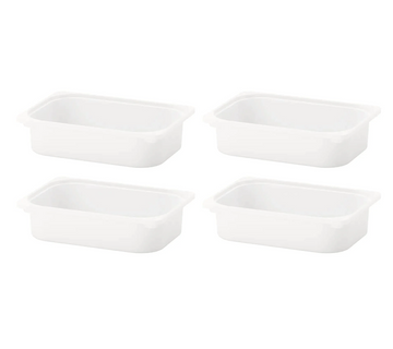 I-K-E-A 4x TROFAST Storage Box,White Container 16 ½x11 ¾x4 ''