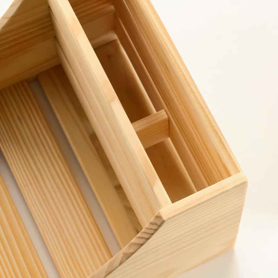 Wood Kitchen Countertop Organizer – Solid Pine Utensil Holder & Spice Rack Storage Caddy for Kitchen Counter, Pantry Organizer Box