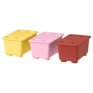 Set of 3 Storage Boxes with Lids, Small Plastic Organizer Containers, Durable Multi-Purpose Storage Boxes, Desk Accessories & Home Organization, Eco-Friendly Recycled Plastic 6.75x4 Inch