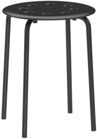Black Steel Stool with Epoxy Powder Coating, Stackable Metal Seat Stool, Compact Space-Saving Design, 220 lb Weight Capacity