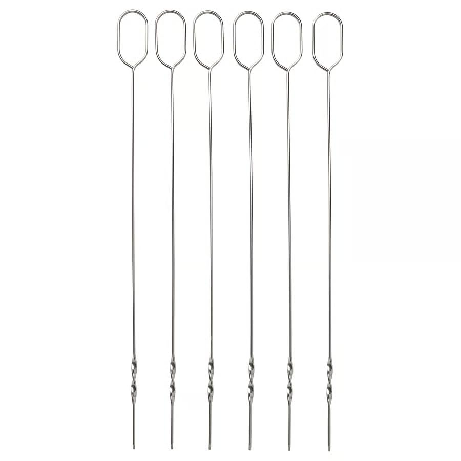 Skewers 12 Inch Stainless Steel BBQ – Reusable Metal Grill Skewers for Kabobs, Meat, Vegetables & BBQ Grill Accessories, Heavy Duty Kebab Skewers for Grilling