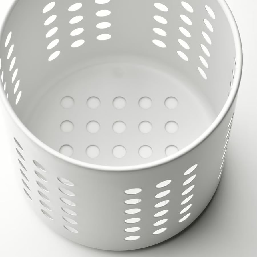 White Utensil Holder Kitchen Cutlery Organizer 5.38 Inch – Countertop Flatware Storage Rack for Spoons, Forks & Knives | Modern Kitchen Sink Organizer for Drying Wet Utensils & Storage