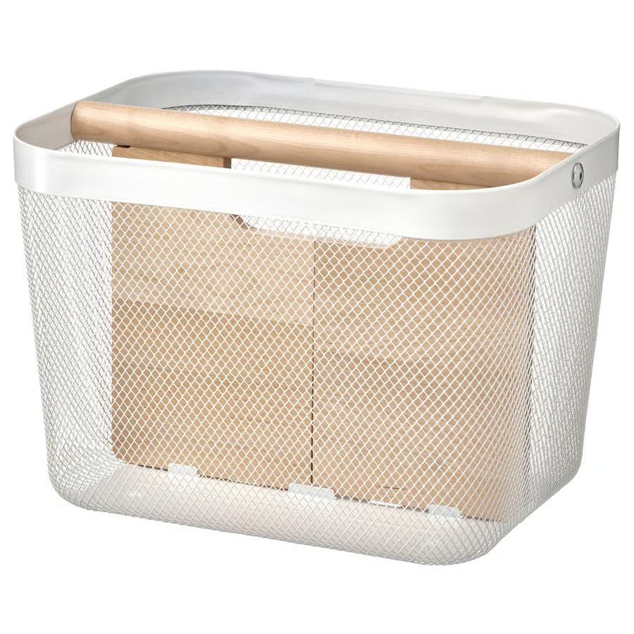 Storage Basket with Compartments White, Multi-Compartment Organizer for Laptop, Office Supplies & Accessories, Shelf Storage Basket for Home Office, Clothes & Toys 13x9.5x9 inch