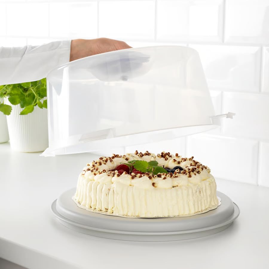 Cake Carrier with Lid & Handle – 14.25" Portable Cake Storage Container for Cakes, Cupcakes, Pastries & Desserts, Round Cake Keeper for Parties, Picnic & Bakery Transport