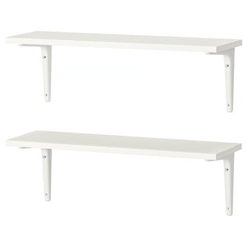 2 Pack Wall Mounted Shelf with Brackets 23.25 x 7.88 Inch – Modern Floating Storage Shelf for Bedroom, Living Room, Kitchen & Office, Display Shelf for Books, Plants & Home Decor, White