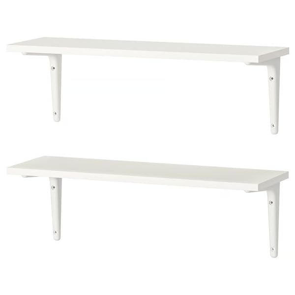 2 Pack Wall Mounted Shelf with Brackets 23.25 x 7.88 Inch – Modern Floating Storage Shelf for Bedroom, Living Room, Kitchen & Office, Display Shelf for Books, Plants & Home Decor, White