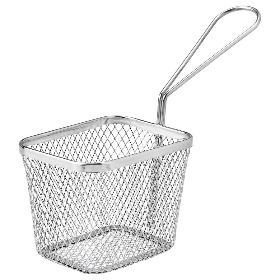 Stainless Steel Serving Basket – Heavy Duty BBQ & Food Serving Tray – Durable Snack Basket for Fries, Grilled Food & Street Food – Kitchen & Party Serving Basket