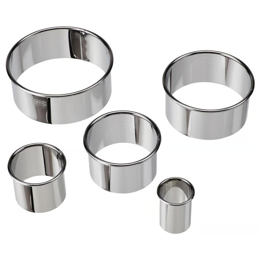 Premium Cookie Cutter Set, 5-Piece Stainless Steel Round Cookie Cutters – Silver Biscuit, Pastry & Fondant Cutters for Baking, Dough, Donuts & DIY Dessert Decorating