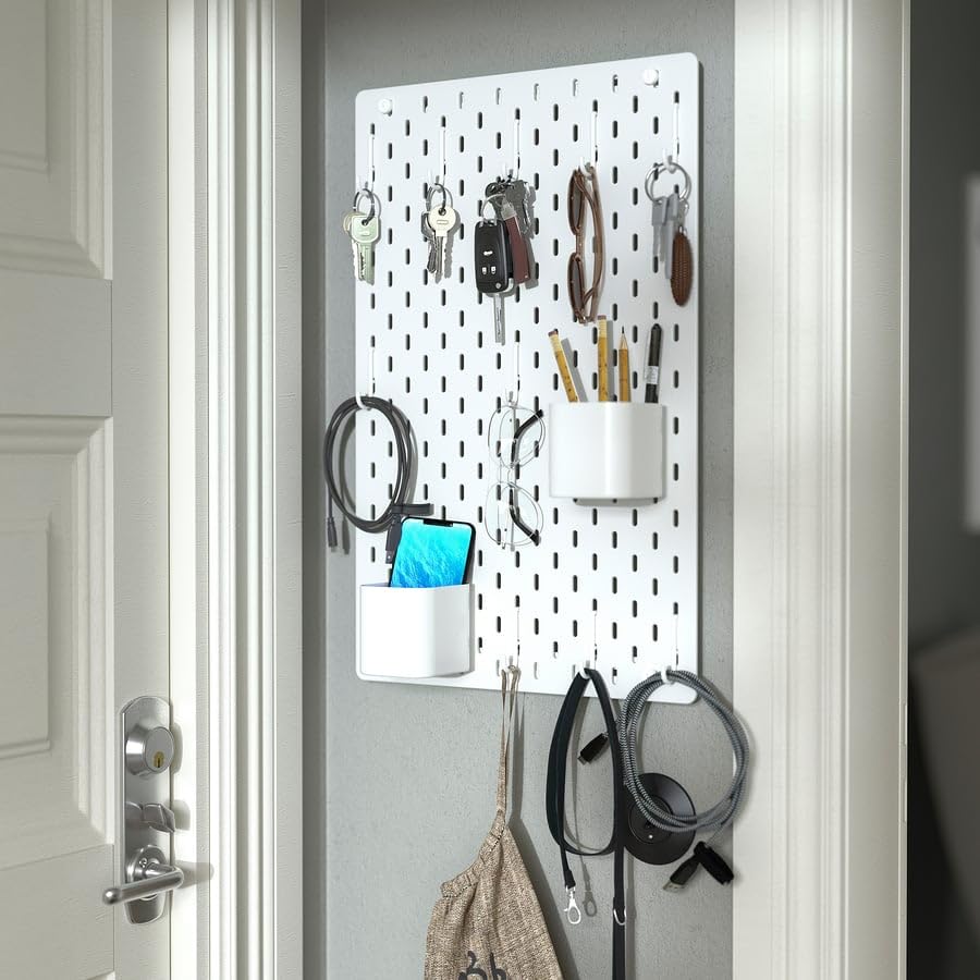 SKÅDIS Container – White Plastic Organizer for Pegboard Storage, Home Office & Craft Supplies