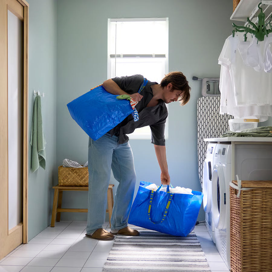 10x FRAKTA Large Shopping Bag Blue 19 Gallon | Durable Reusable Tote Bag for Groceries, Laundry & Storage