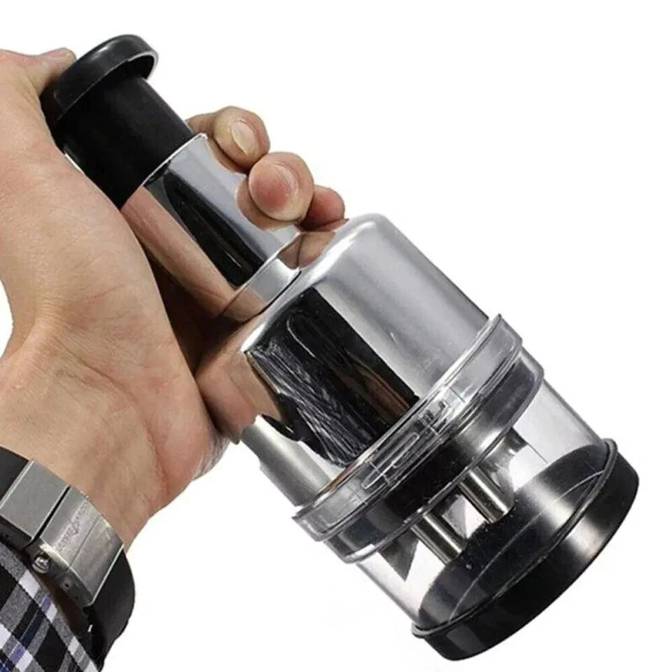 Manual Handheld Food Chopper – Stainless Steel Vegetable Cutter, Onion Garlic Mincer Dicer with Press Handle, Easy to Use & Clean, for Kitchen, Salad, Fruits, Nuts & Herbs